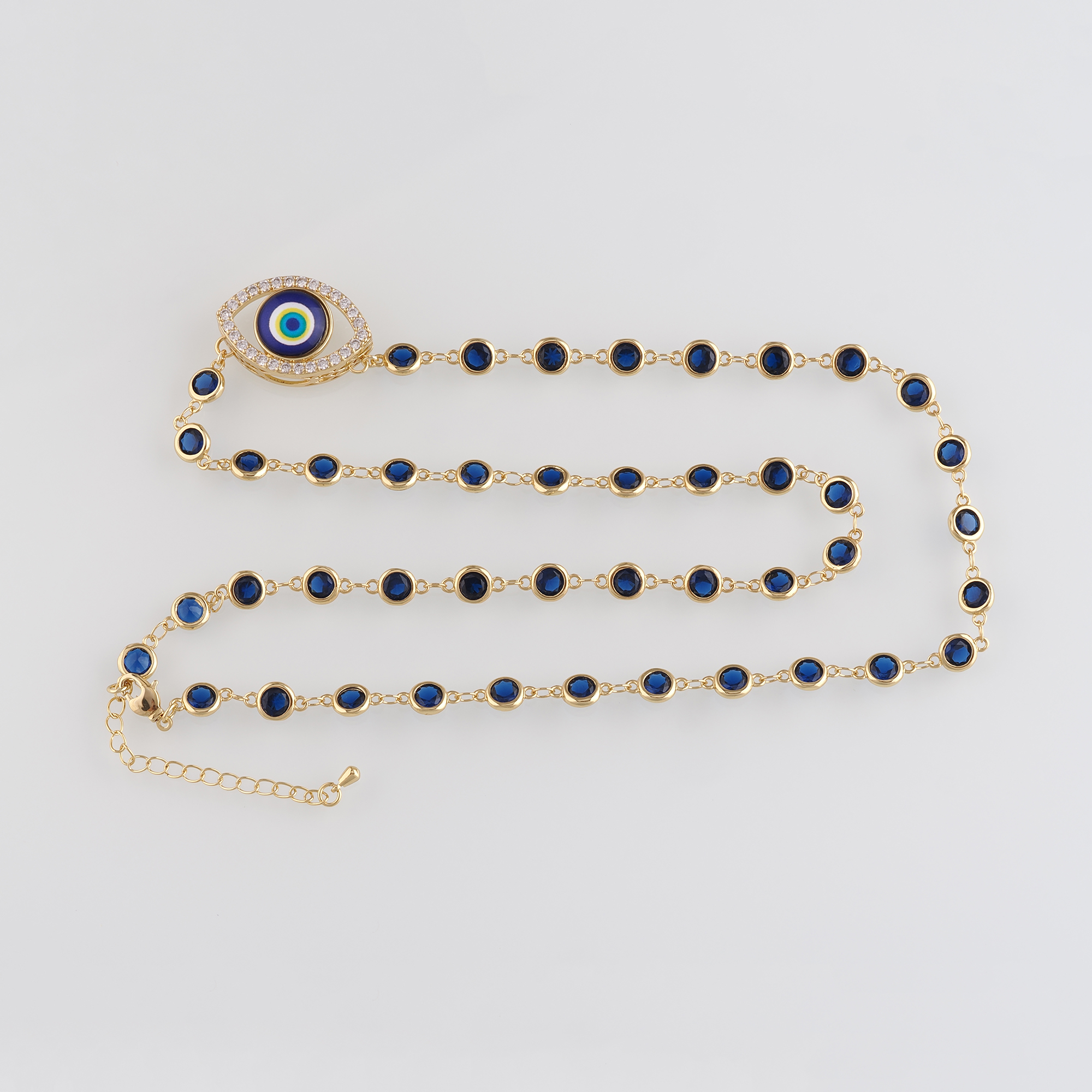 18K Gold Filled Evil Eye Link Necklace,Cable Chain,Minimalist Necklace,Evil Eye Chain Necklace,Adjustable Necklace