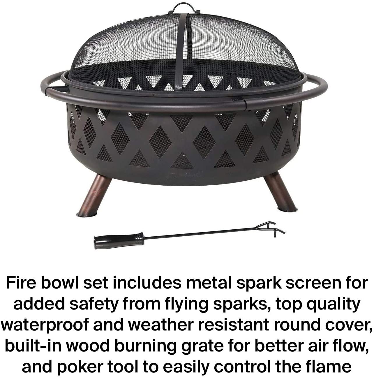 Alyvia Wood Burning Solid Irone Made Bonfire Pit & Grill Pit