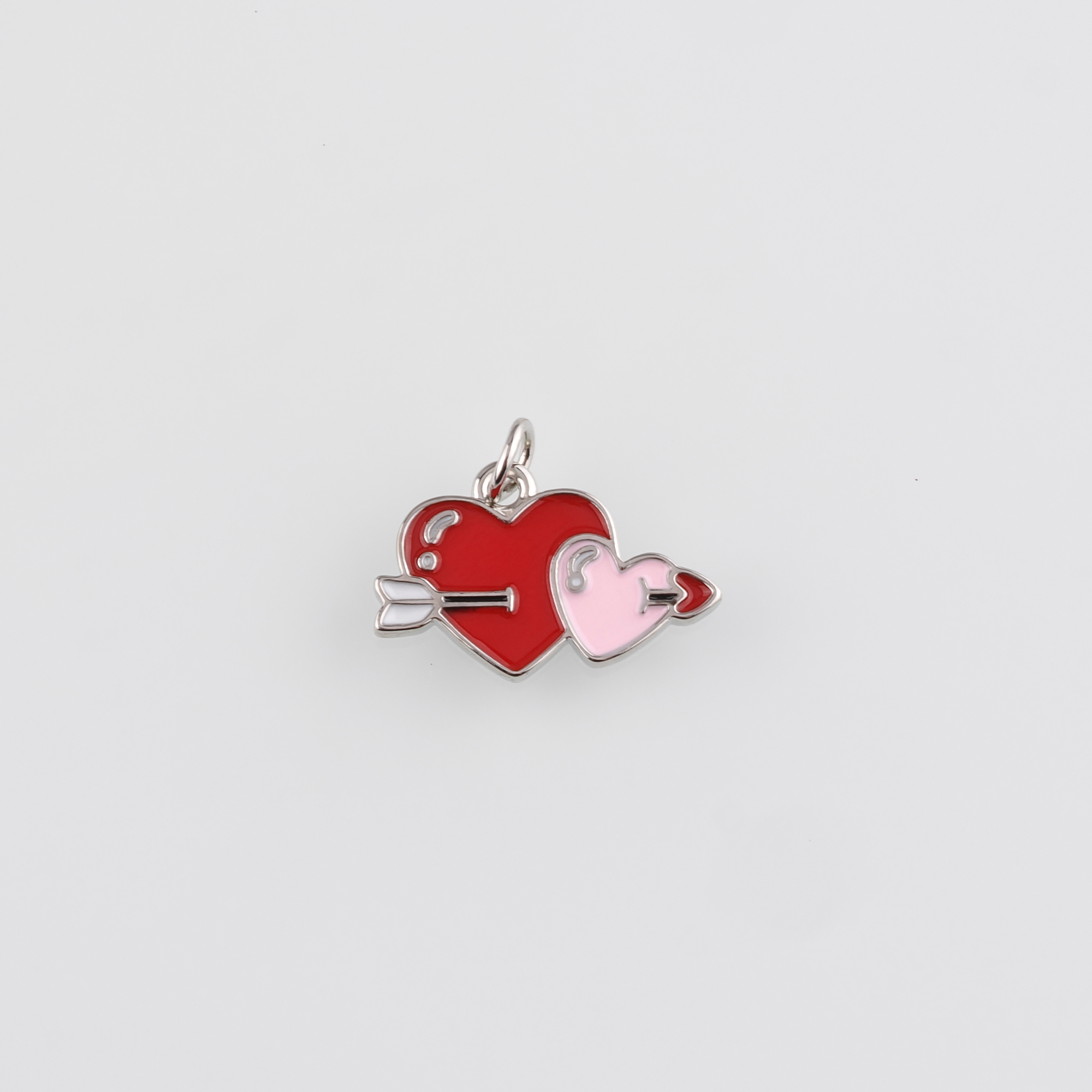 18K Gold Filled Heart Pendant,Enamel Heart Arrow Charm Earrings Necklace for DIY Jewelry Making Supply