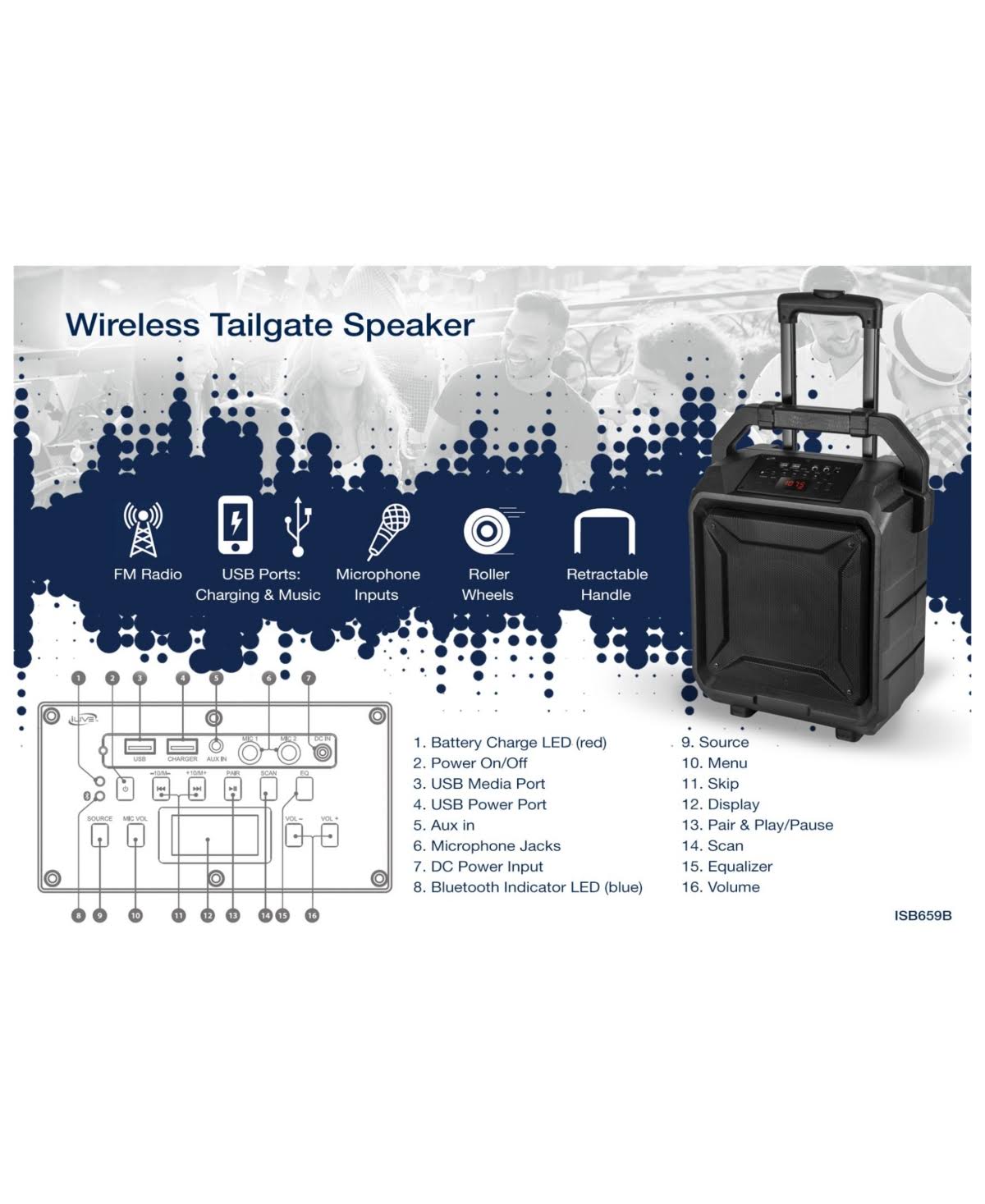 iLive ISB659B Wireless Tailgate Speaker