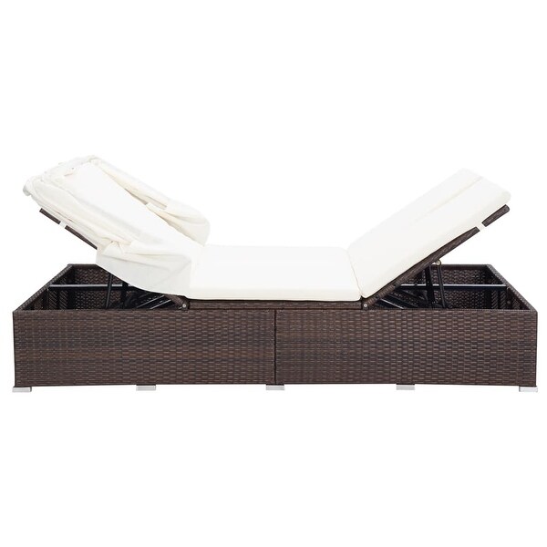 vidaXL 2Person Sunbed with Cushion Poly Rattan Brown