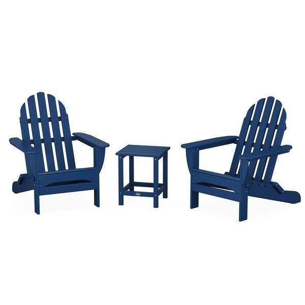 POLYWOOD Classic Folding Adirondack 3Piece Set with Long Island 18