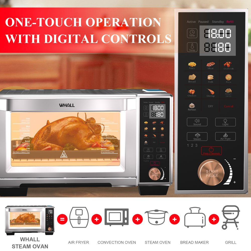 WHALL Air Fryer Toaster Oven - 30QT Convection Oven, 11-In-1 Steam Oven, Touchscreen, 4 Accessories