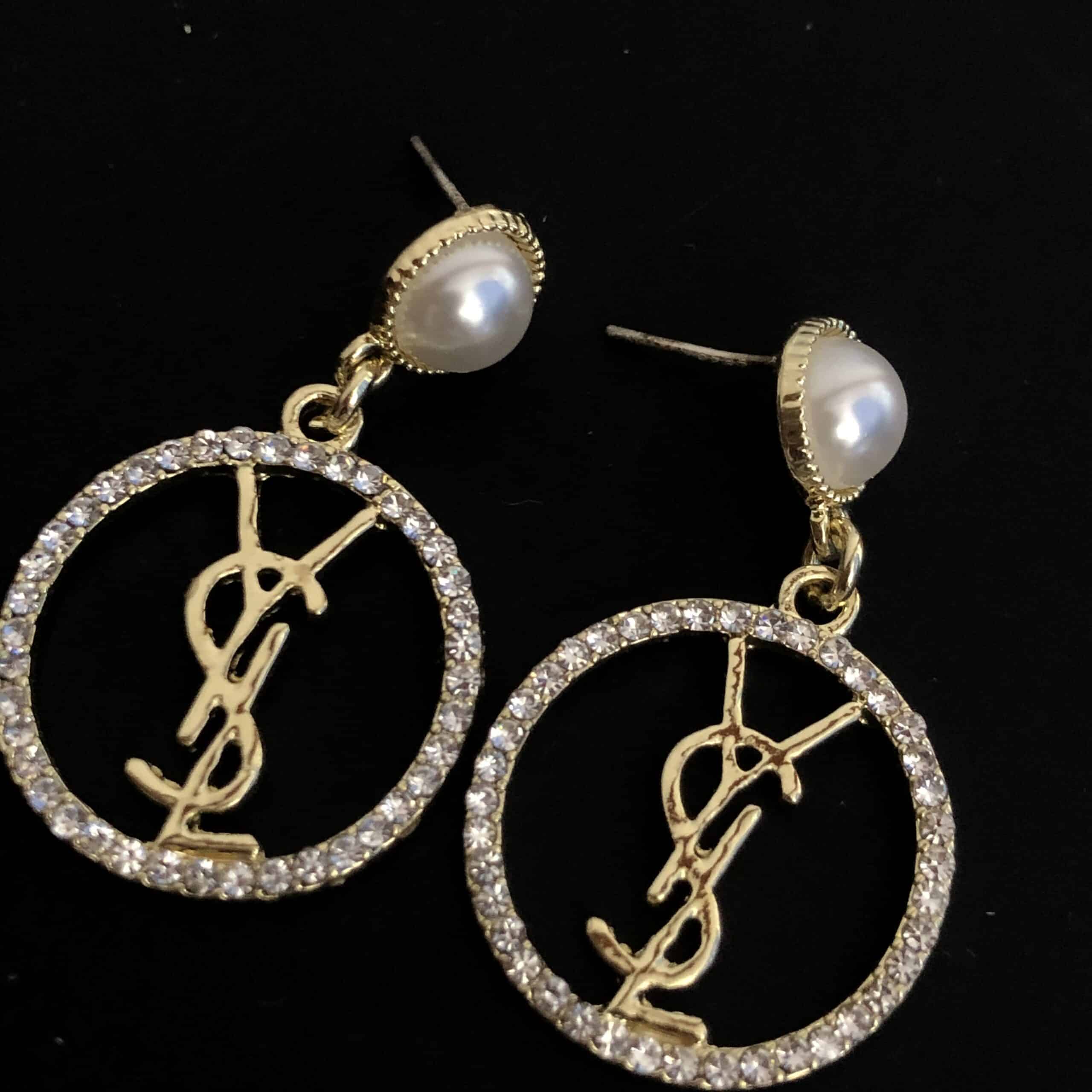 Saint Laurent Dinamond And Pearl Earrings