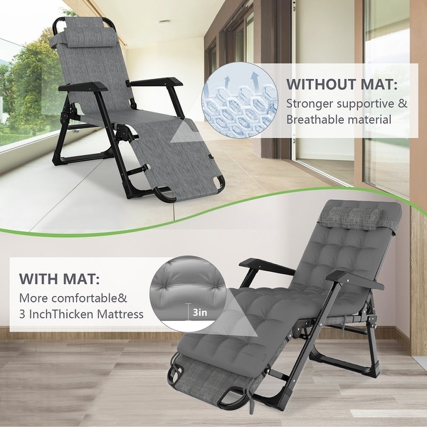 Patio Reclining Adjustable Chaise Lounge with Removable Cushion,Grey