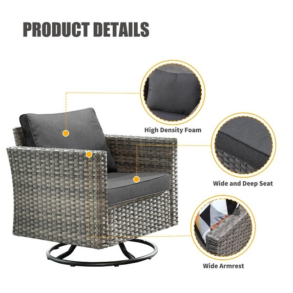 OVIOS Wicker Swivel Rocking Chair 3piece Set