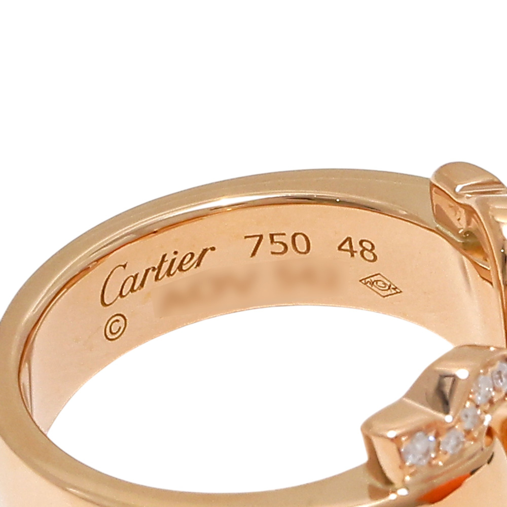 Cartier 2C Boucurse Ring 18K Rose Gold Diamond