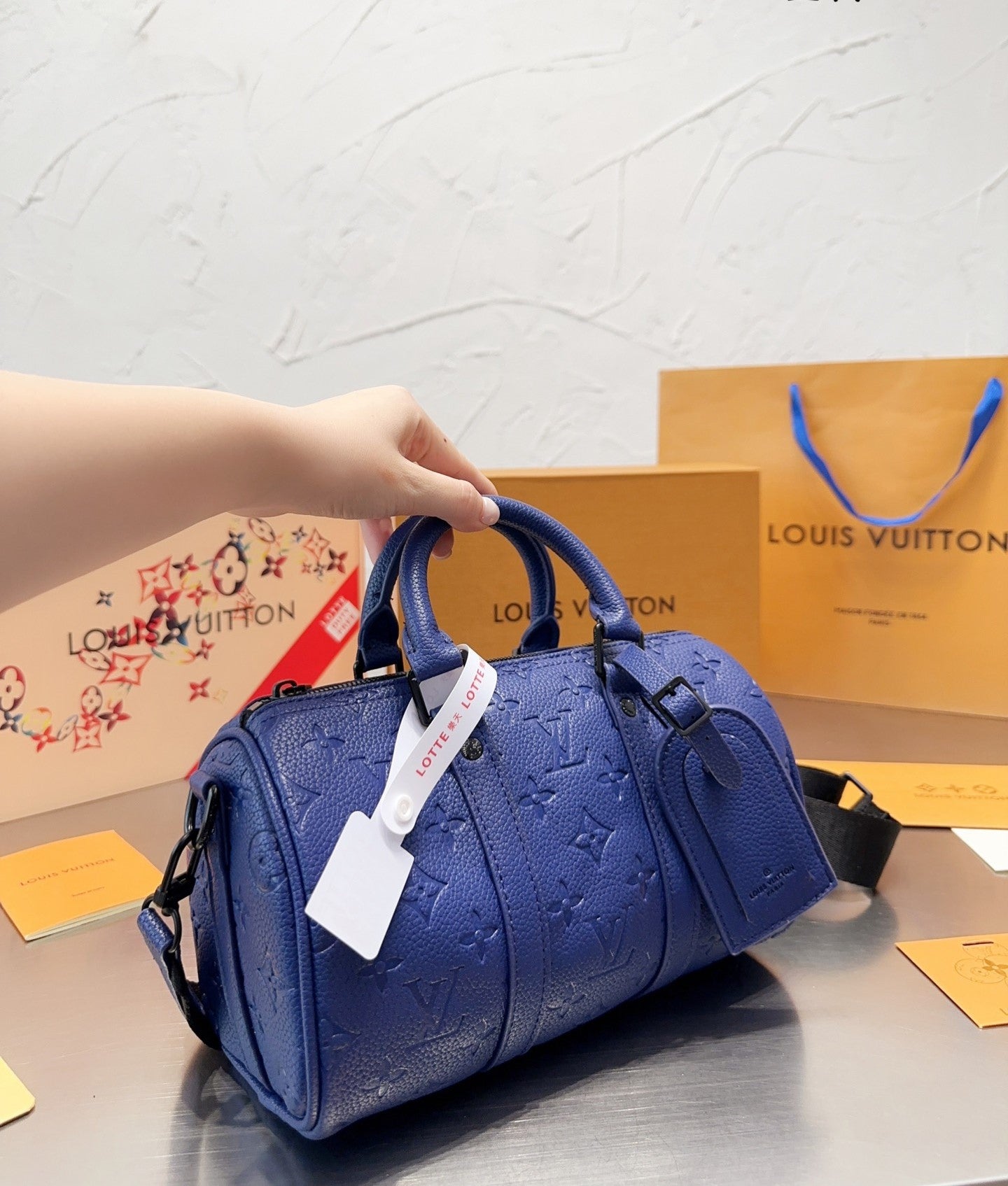 Louis Vuitton Keepall Bandoulieeere Blue 25Cm M23129