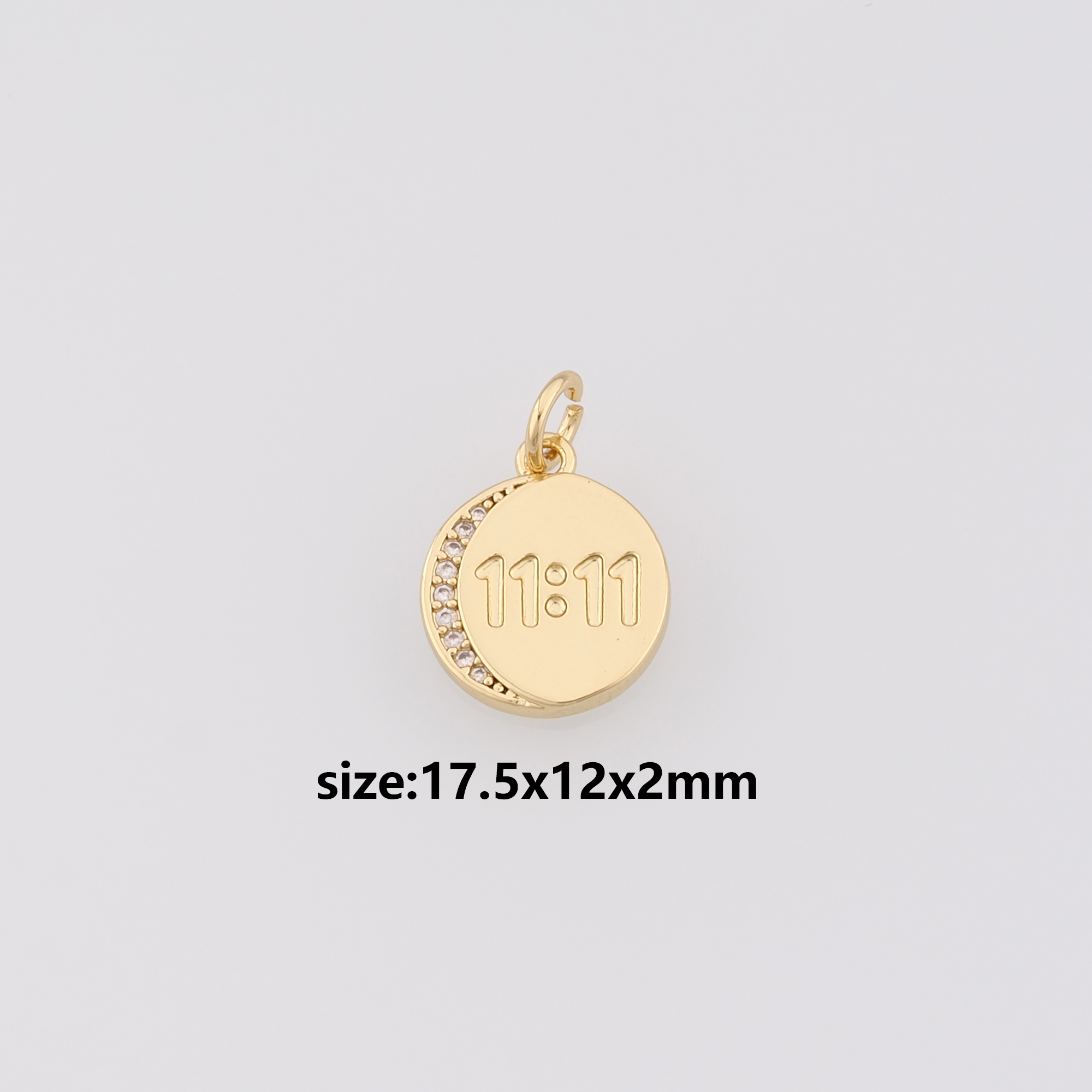 18K Gold Filled 11:11 Pendant,CZ Micro Pave Angel Number 11:11 Charm Earrings Necklace for DIY Jewelry Making Supply