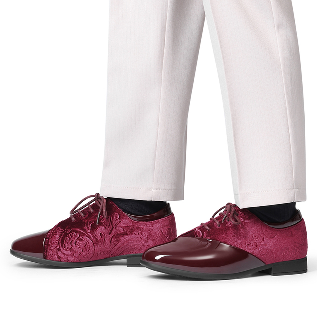 Boys Dress Shoes Formal Patent Velvet Tuxedo Oxford Shoes