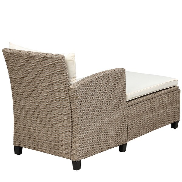 4Piece Classic Conversation Set,Wicker Rattan Patio Sofa with Cushions
