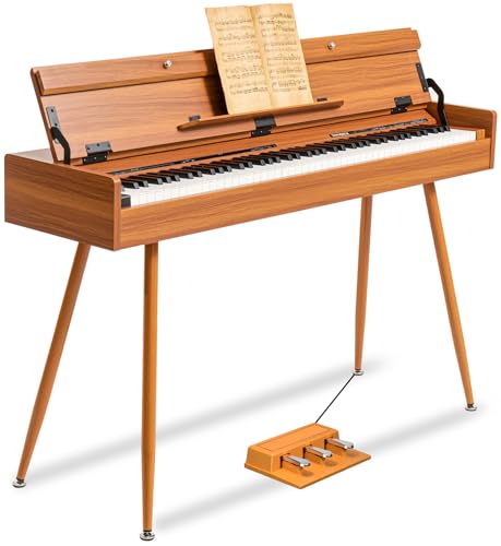 88 Key Weighted Digital Piano - Wooden Desk Electric Piano Transforms Between Desk and Vanity - Progressive Hammer-Action Keyboard, Perfect for Beginners with MIDI Functionality