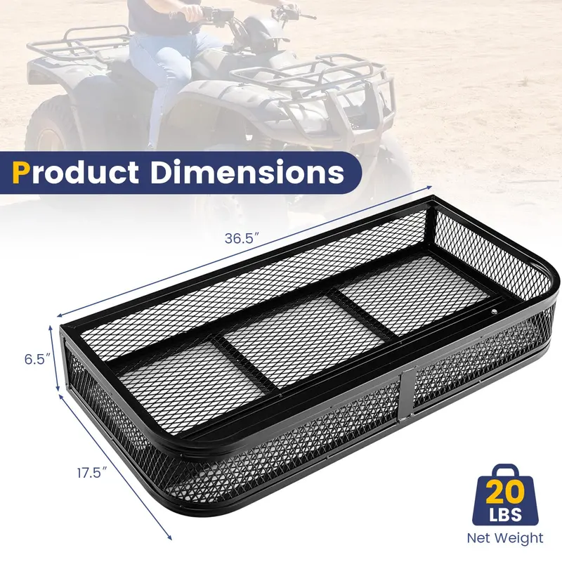 Universal ATV Front Cargo Rack – 36.5″L x 17.5″W x 6.5″H Steel Frame