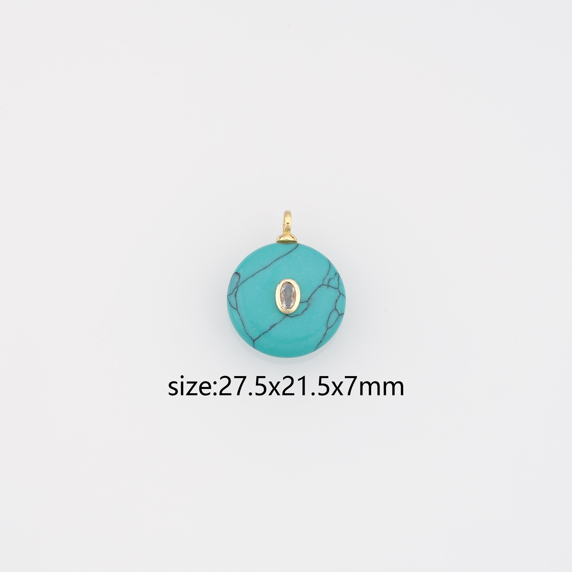 18K Gold Filled Round Pendant,Natural Stone Earrings Necklace for DIY Jewelry Making Supply