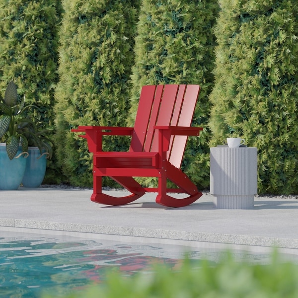 Commercial AllWeather Rocking Adirondack Chair with Swiveling Cupholder