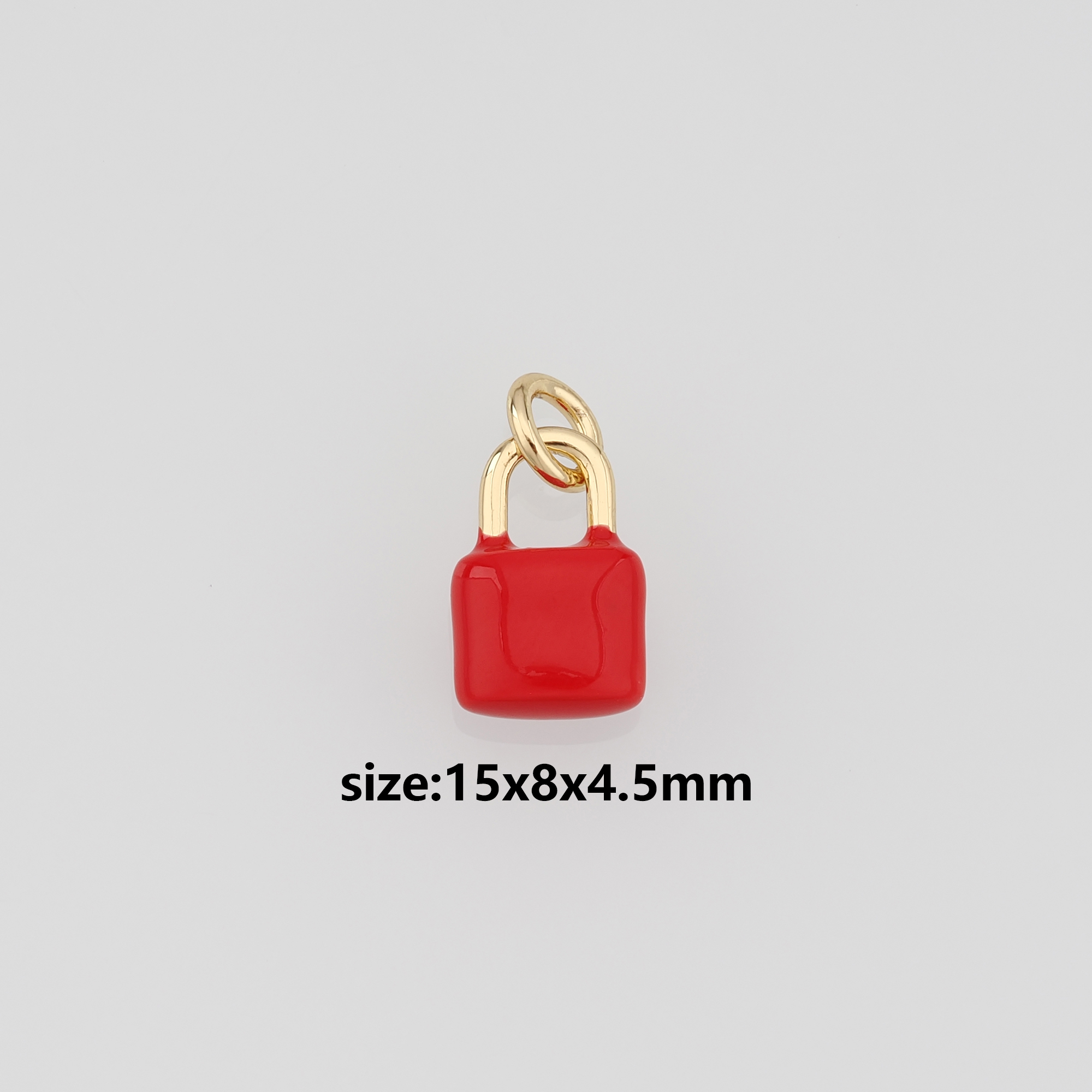 18K Gold Filled Lock Pendant,Enamel Lock Charm Earrings Necklace for DIY Jewelry Making Supply