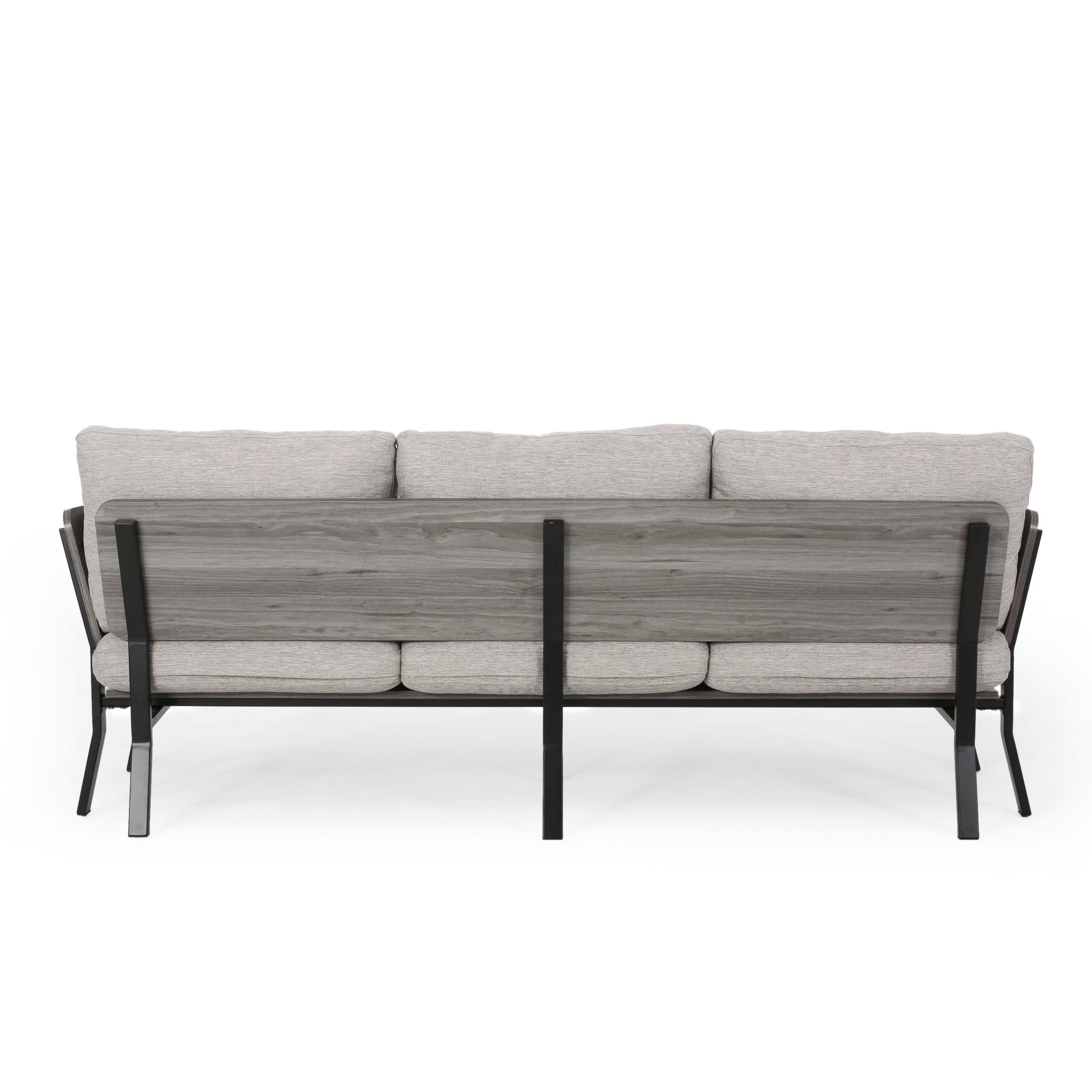 Athea Mid-Century Modern 3 Seater Wood Frame Sofa - Navy Blue