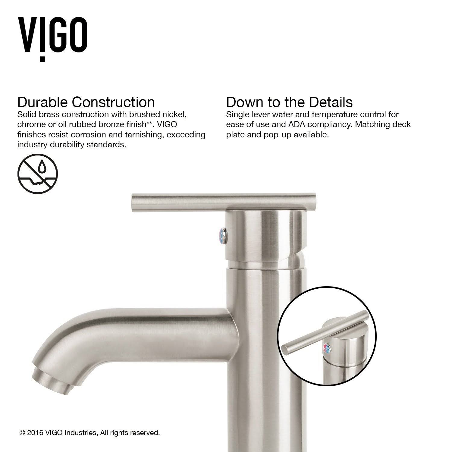 Vigo VG01038BN Setai Single Handle Bathroom Faucet, Brushed Nickel