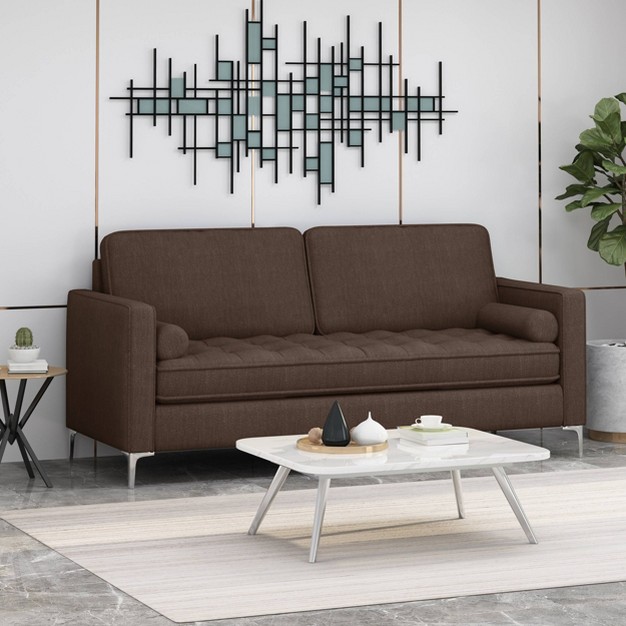 Portwall Contemporary Tufted Sofa Brown Christopher Knight Home