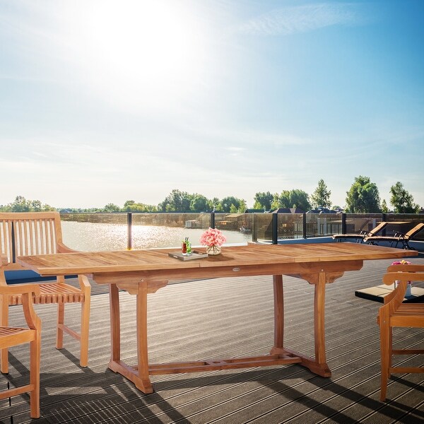 Chic Teak West Palm Semi Oval Teak Wood Outdoor Extension Dining Table,71 to 94 inch (Table Only)