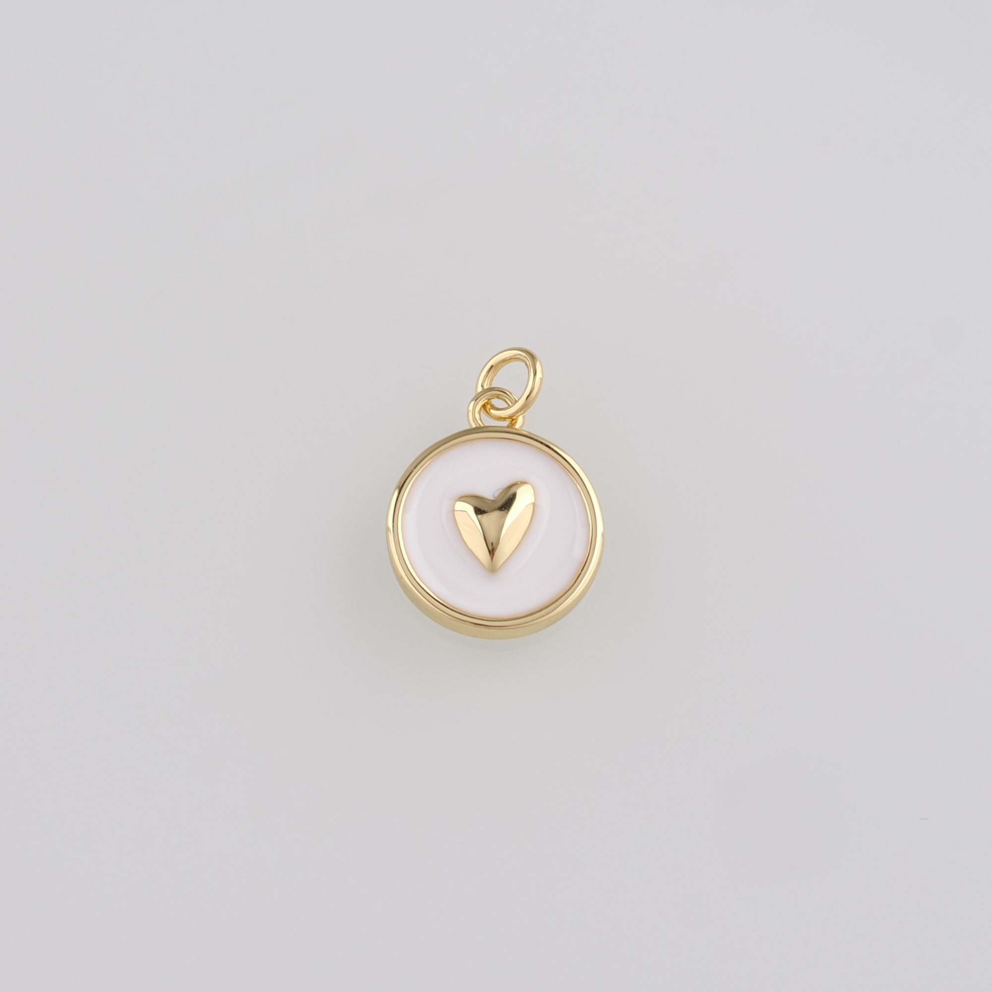 18K Gold Filled Heart Pendant,Enamel Heart Charm Earrings Necklace for DIY Jewelry Making Supply