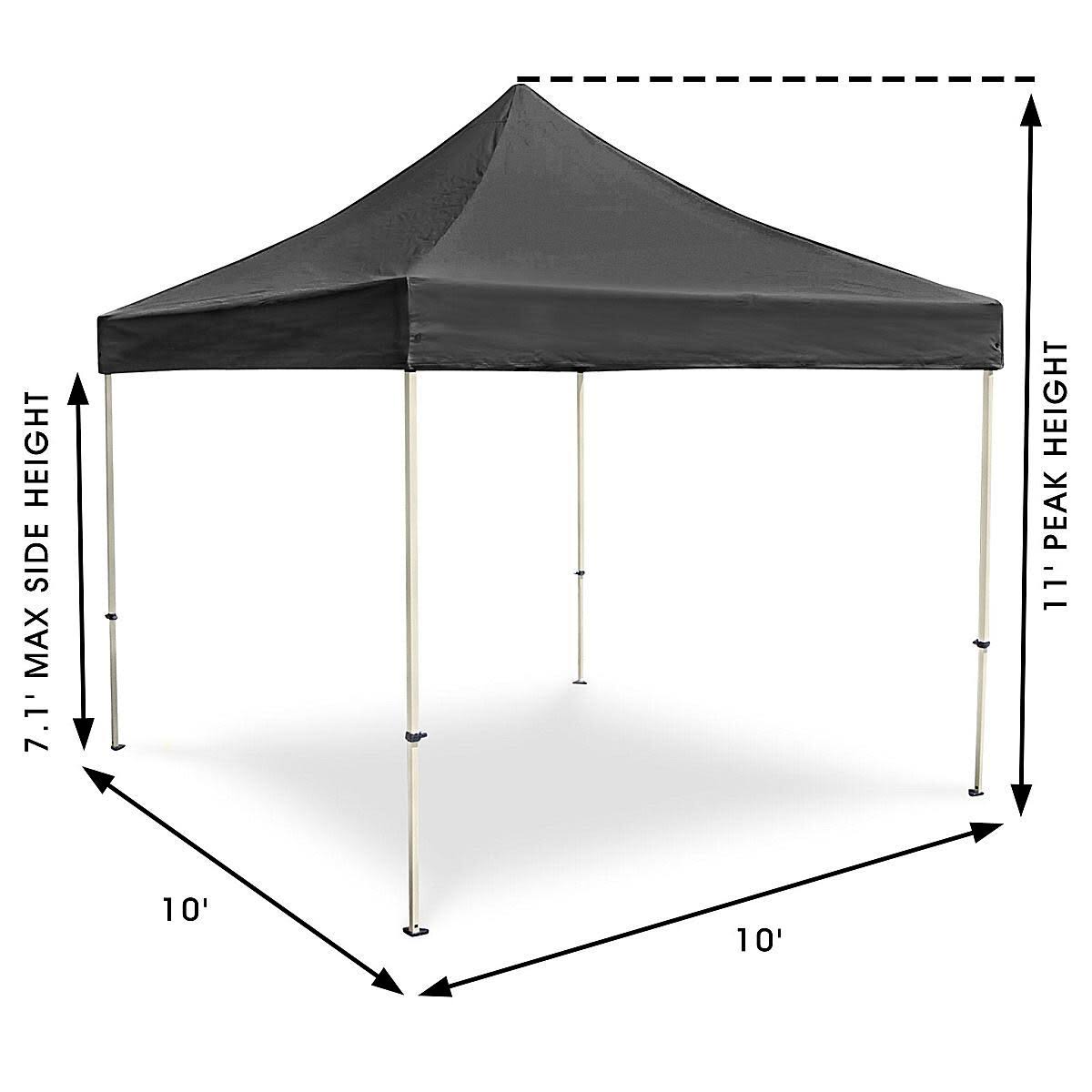 Steel Frame Canopy - 10 x 10', Black - ULINE - H-2674BL