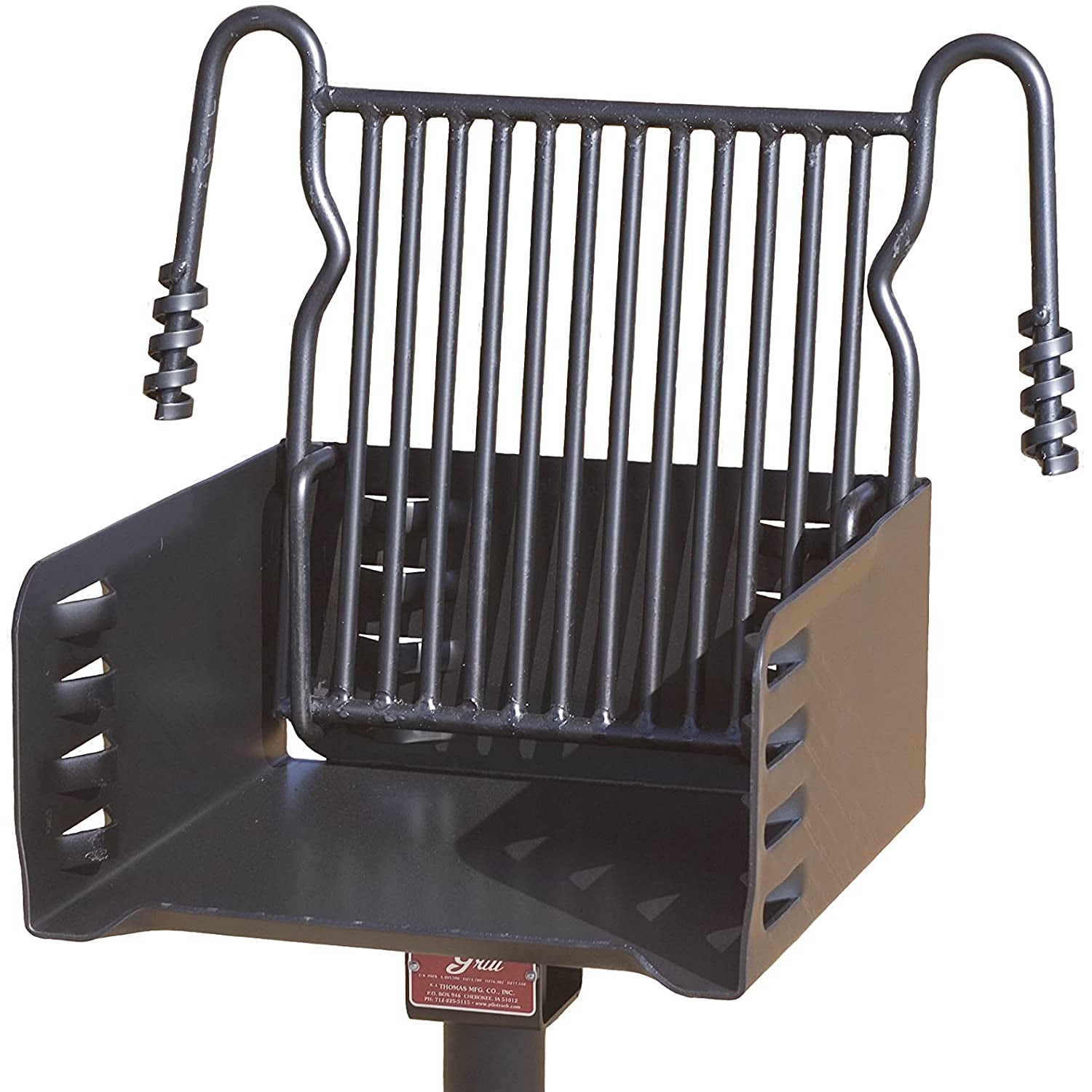 H-16 B6X2 Park Style Steel Outdoor BBQ Charcoal Grill and Post, Black (Used)