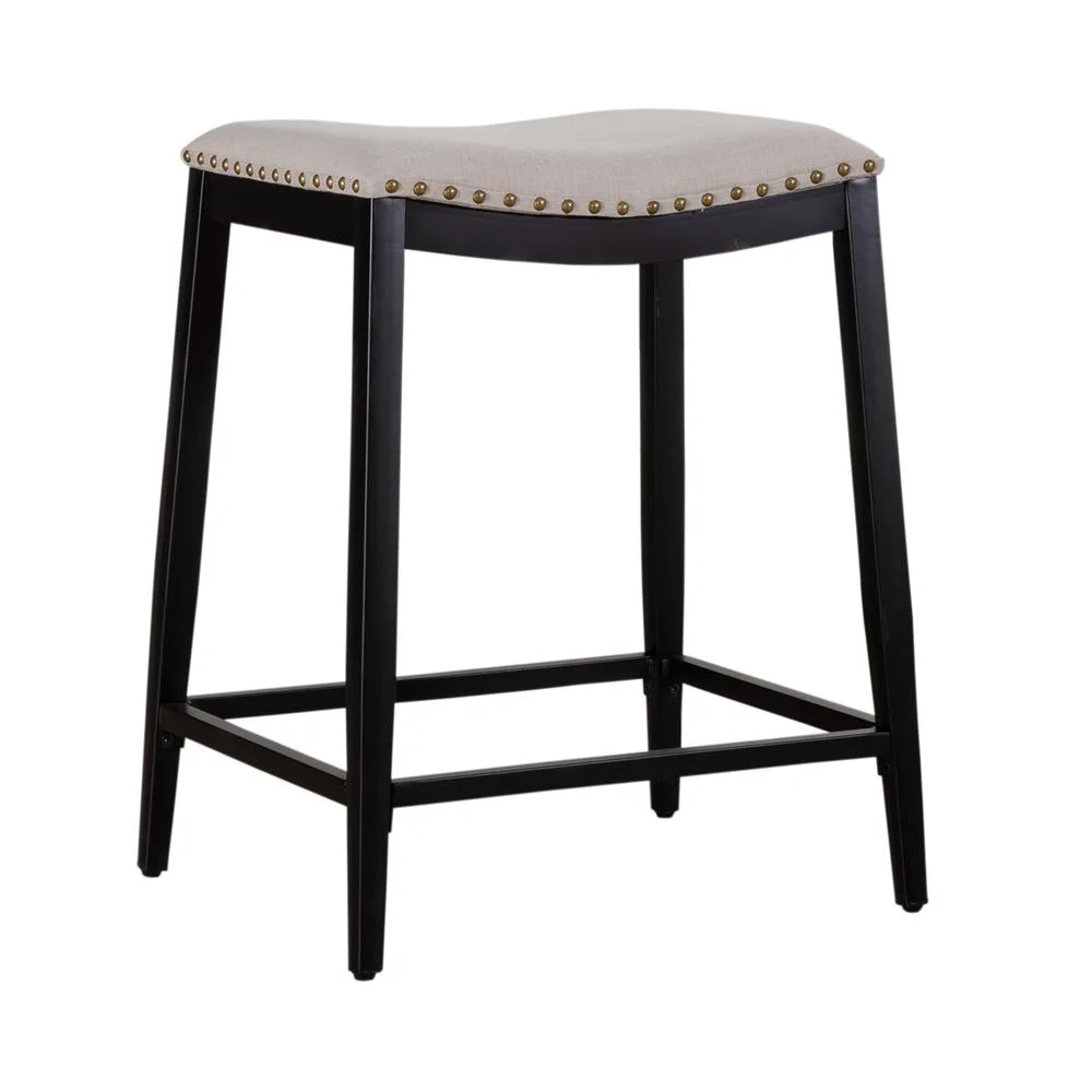 Liberty Furniture Backless Uph Counter Chair - Black - Set of 2 Vintage Silver