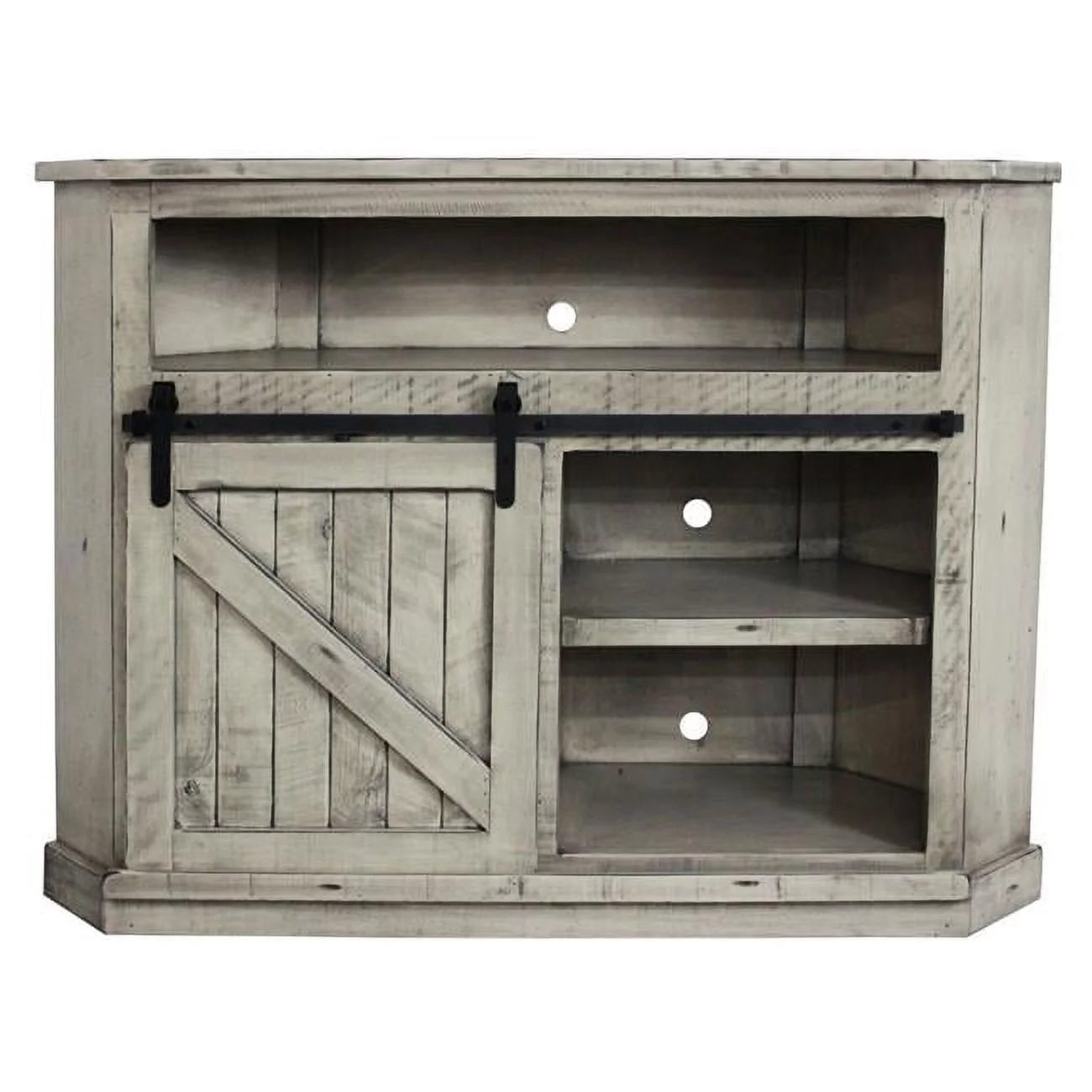 Rustic Tall Bower Corner TV Cart, Soft White