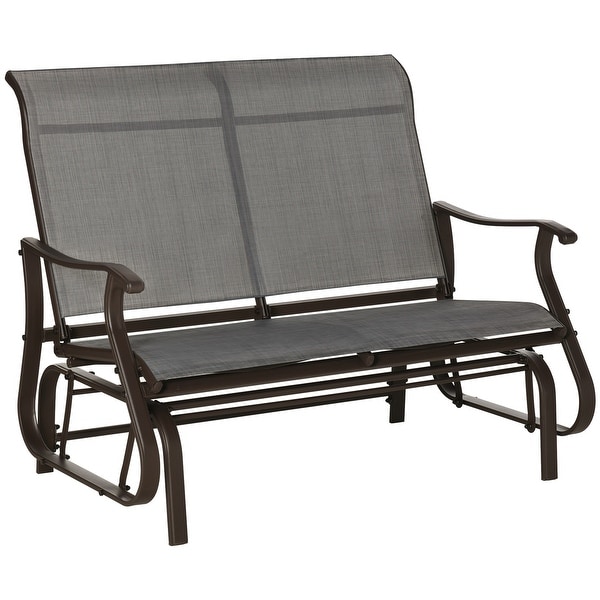 2Person Outdoor Glider Bench,Patio Glider Loveseat Chair,with 2 Seats Porch Rocking Glider,Mixed Grey