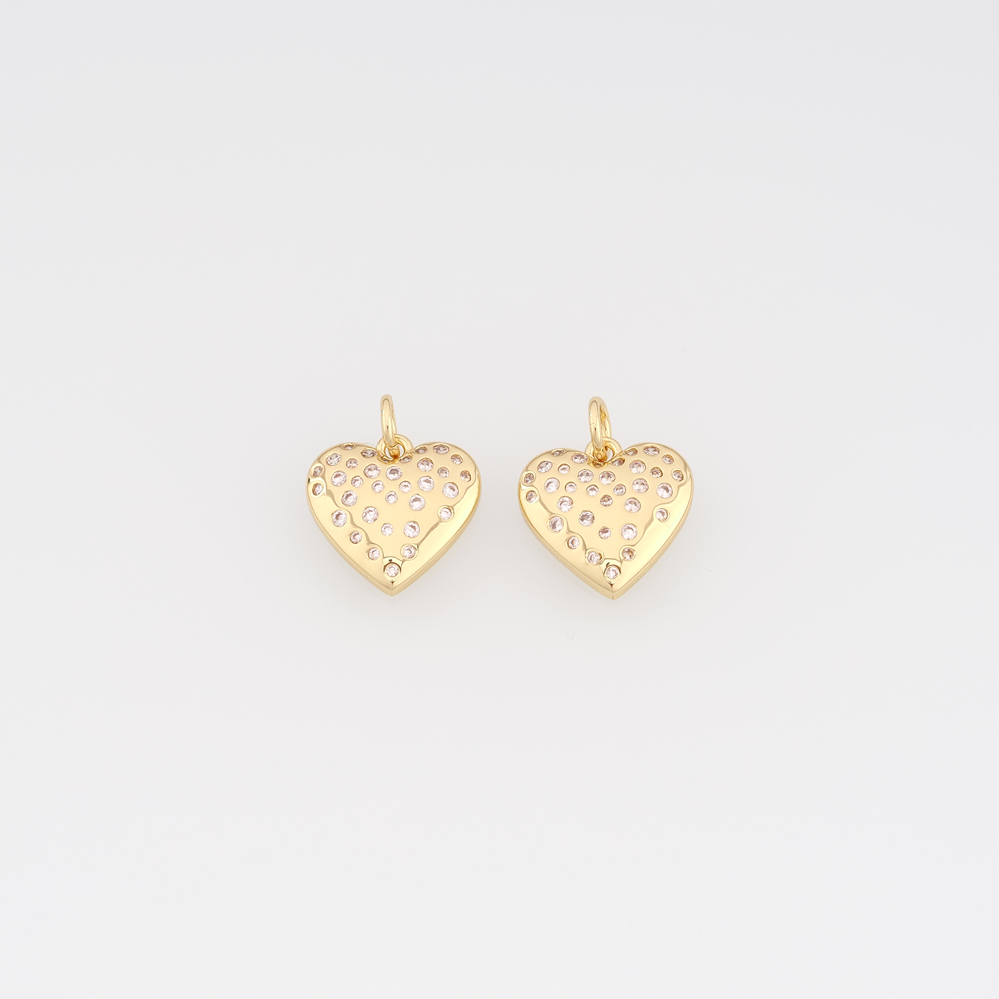 18K Gold Filled Heart Pendant,CZ Micro Pave Heart Charm Earrings Necklace for DIY Jewelry Making Supply