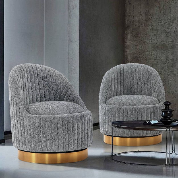 Set Of 2 Leela Modern Swivel Boucle Upholstered Accent Chairs Manhattan Comfort