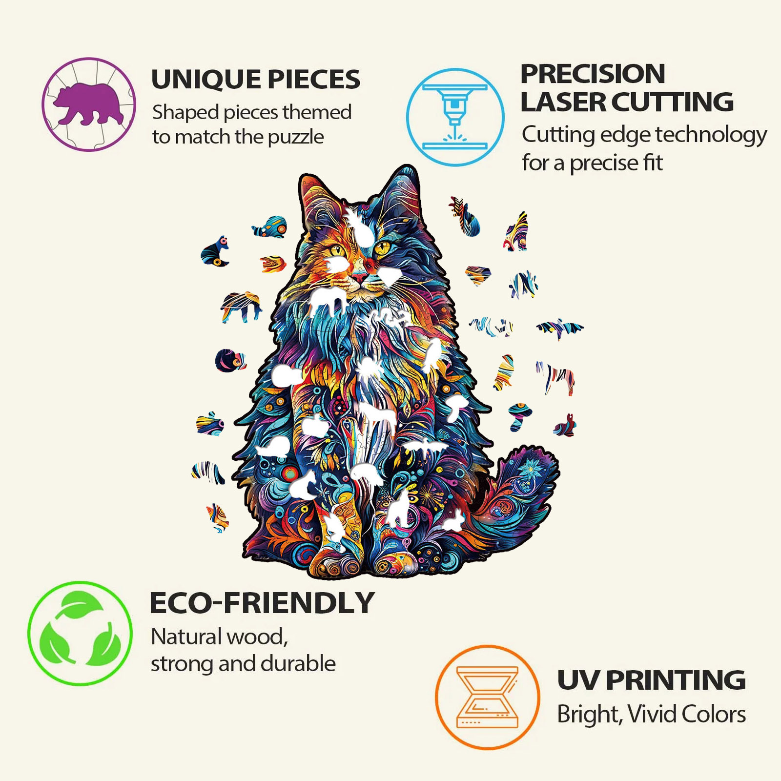 Animal Wooden Puzzle-Lovely Cat