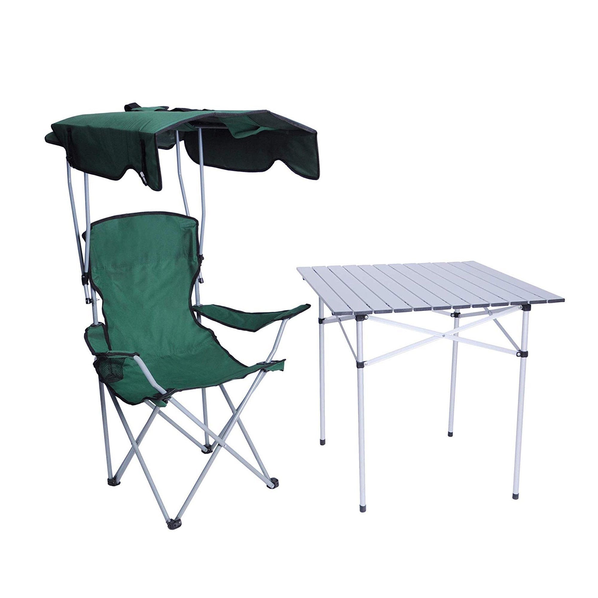 KARMAS PRODUCT Canopy Camping Fishing Beach Chair Folding Durable Sunscreen Outdoor Patio Lawn Seat with Cup Holder