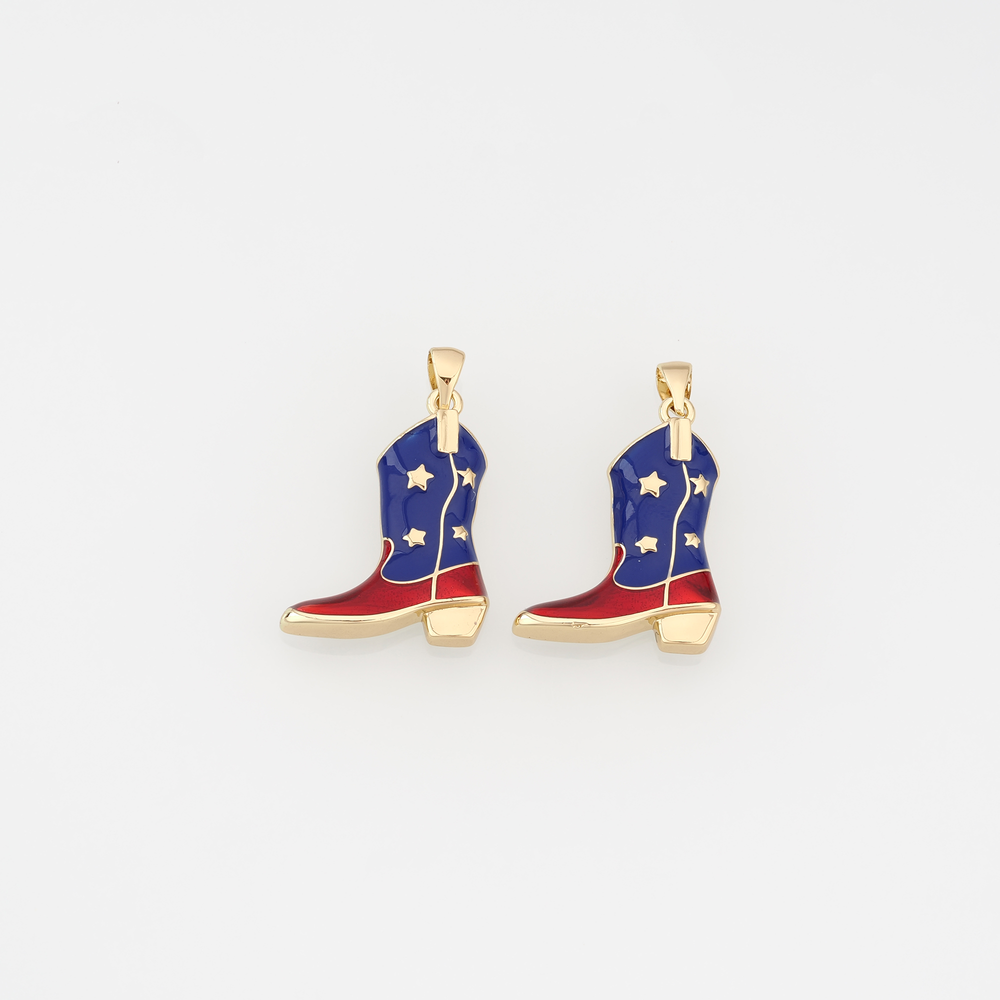 18K Gold Filled Cowboy Boots Pendant,Enamel Shoe Charm Earrings Necklace for DIY Jewelry Making Supply