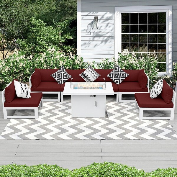 Nicesoul White Aluminum Modern Patio Furniture Sectional Sofa Set with Cushion