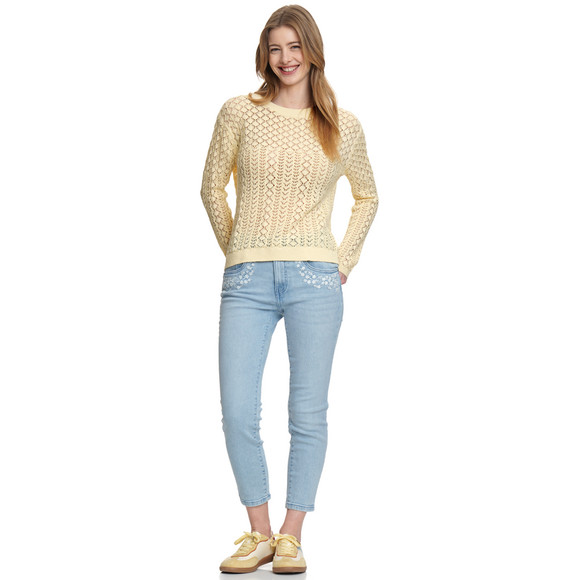 Gina Damen Strickpullover mit Häkel-Muster