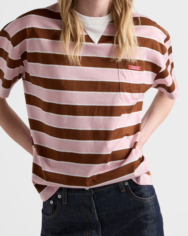 PRADA  Bayadere striped lisle cotton T-shirt