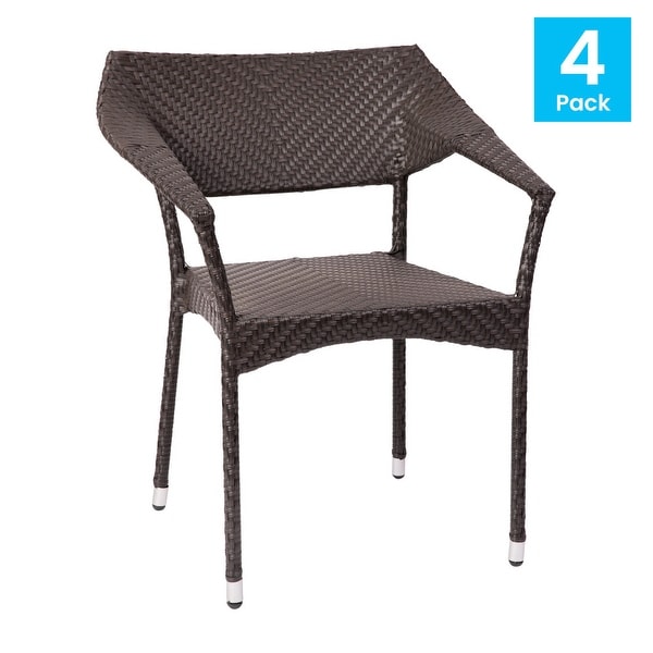 All Weather Commercial Grade PE Rattan Stacking Patio Chairs
