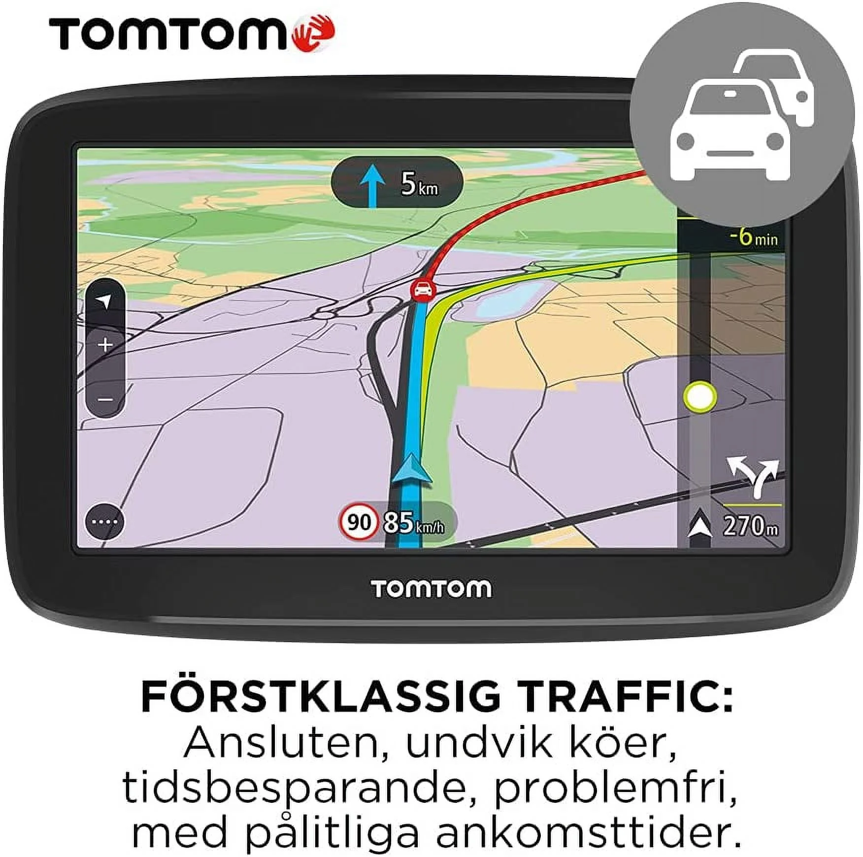 TomTom Car Sat Nav GO Classic, 6 Inch, with Traffic Congestion and Speed Cam Alert Trial Thanks to TomTom Traffic, EU Maps, Updates via WiFi, Integrated Reversible Mount