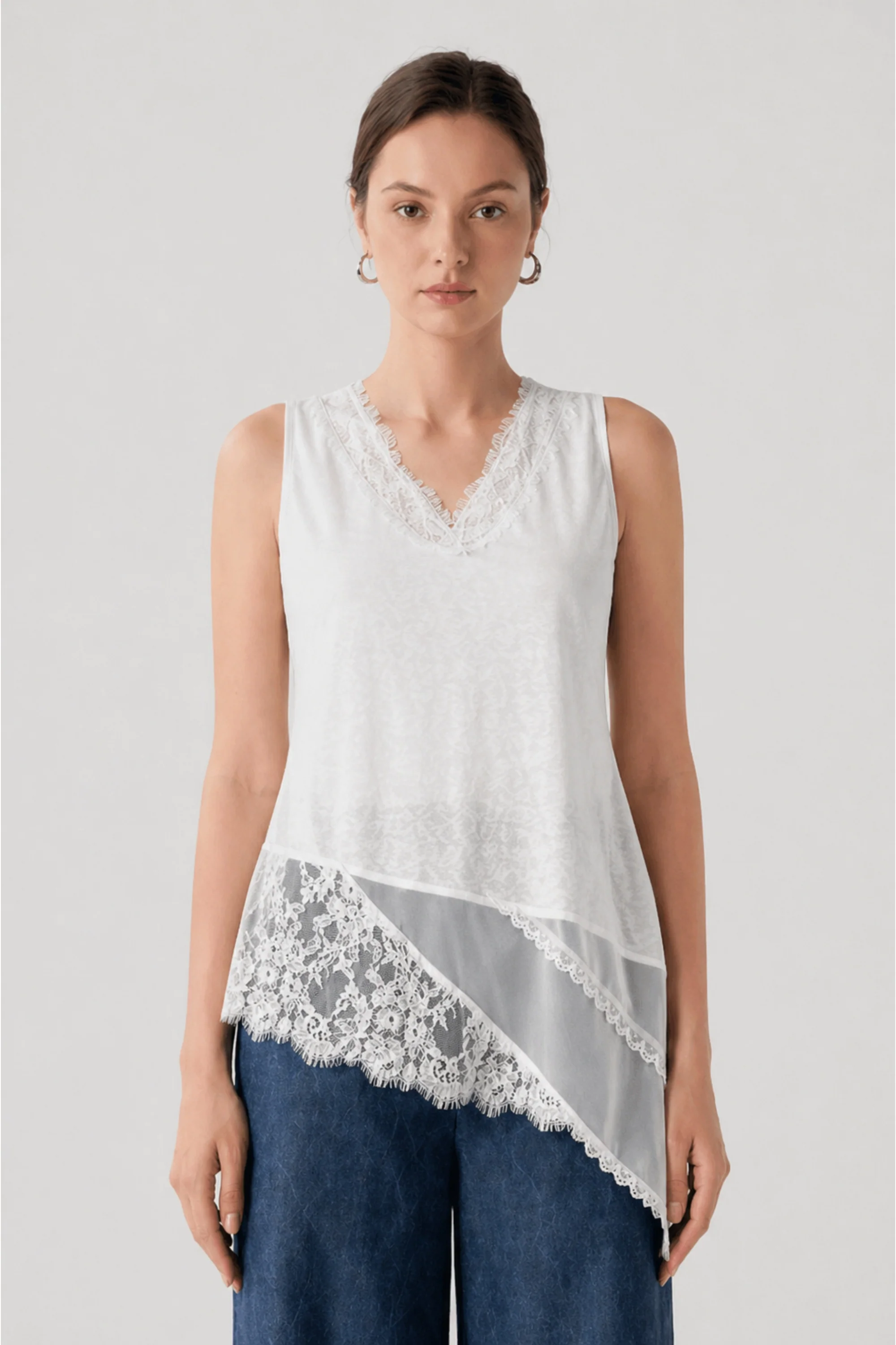 White Lace Cascade Top