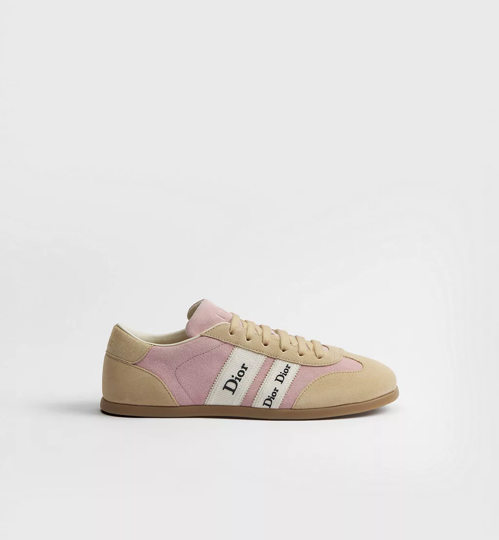 Dior Ribbon Sneaker Pink and Beige Suede Calfskin