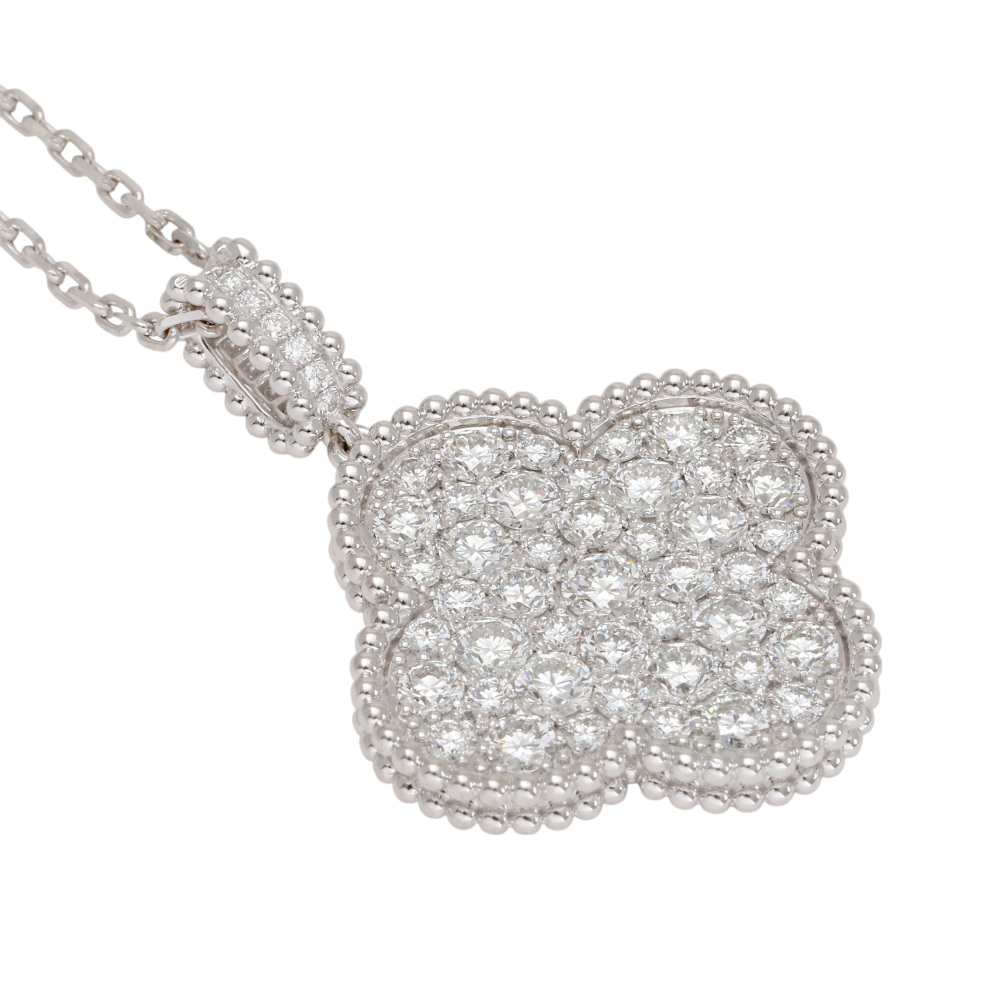 Van Cleef & Arpels Magic Alhambra 1 Motif Necklace 18K White Gold Diamond VCARO49O00