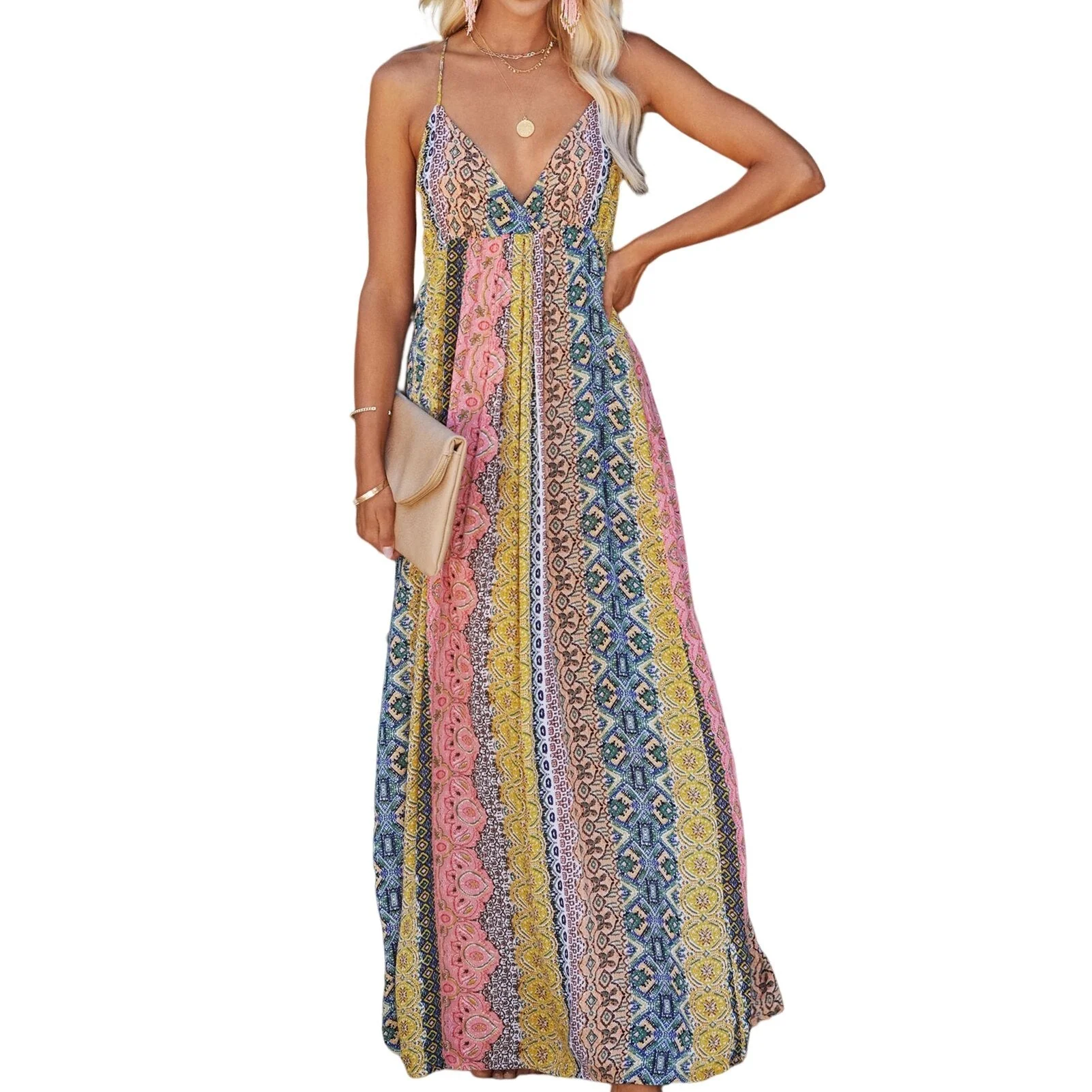 Boho Backless Maxi DressClistos