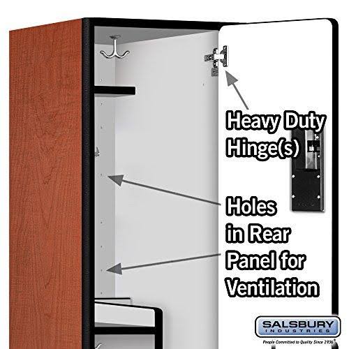 Salsbury Industries Extra Wide Designer Wood Locker - Double Tier S Style - 1 Wide - 6 Feet High - 21 Inches Deep - Cherry