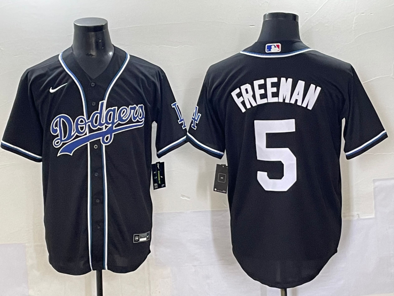 Men's Los Angeles Dodgers Freddie Freeman #5 Black Alternate Replica Player Jersey