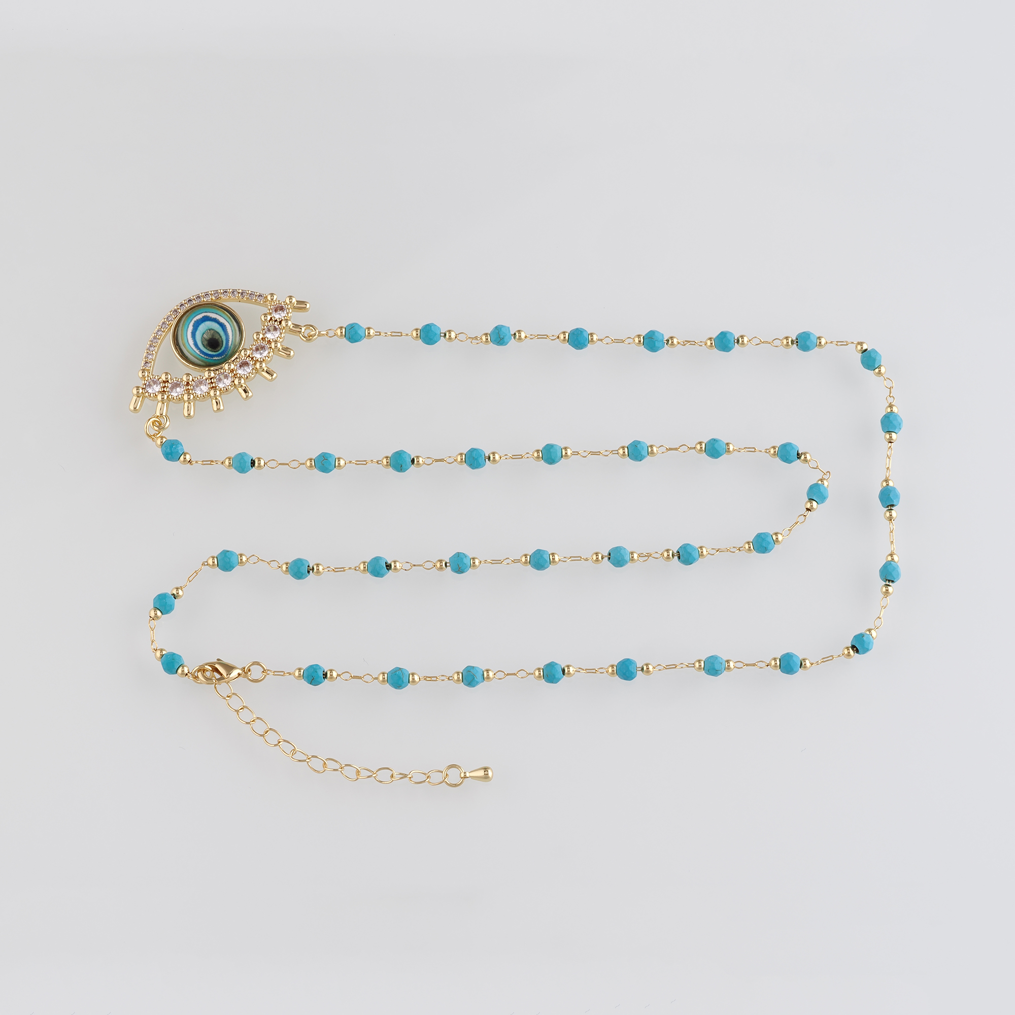 18K Gold Filled Evil Eye Necklace,Beaded Necklace,Minimalist Necklace,Adjustable Necklace