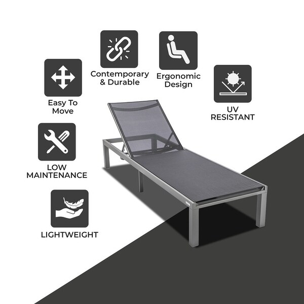 Aluminum Beach Pool Sun Lounge Chair Sling Mesh Fabric Reclining Stackable Lounger Chair