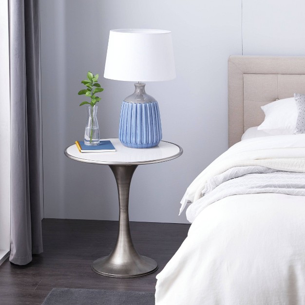 Industrial Marble Accent Table Silver Olivia amp May