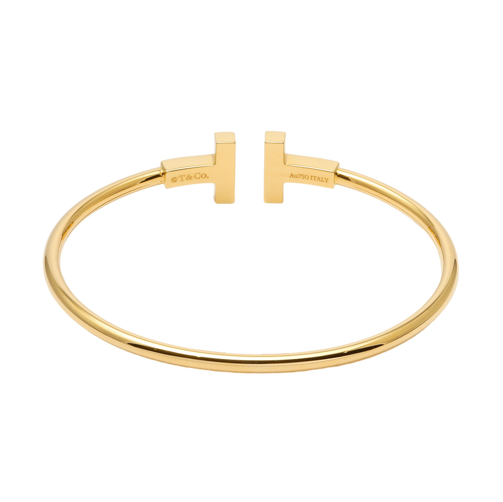 Tiffany & Co. Tiffany T Wire Bracelet M 18K Yellow Gold Mother of Pearl 63958484